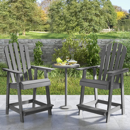 Tangkula Outdoor Bar Stool, HDPE Tall Adirondack Chair with Armrest & Footrest - NP11571GR