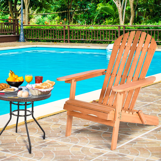 Tangkula Folding Adirondack Chair,  Lounger Chair for Patio Porch Deck Poolside and Backyard - HW63703