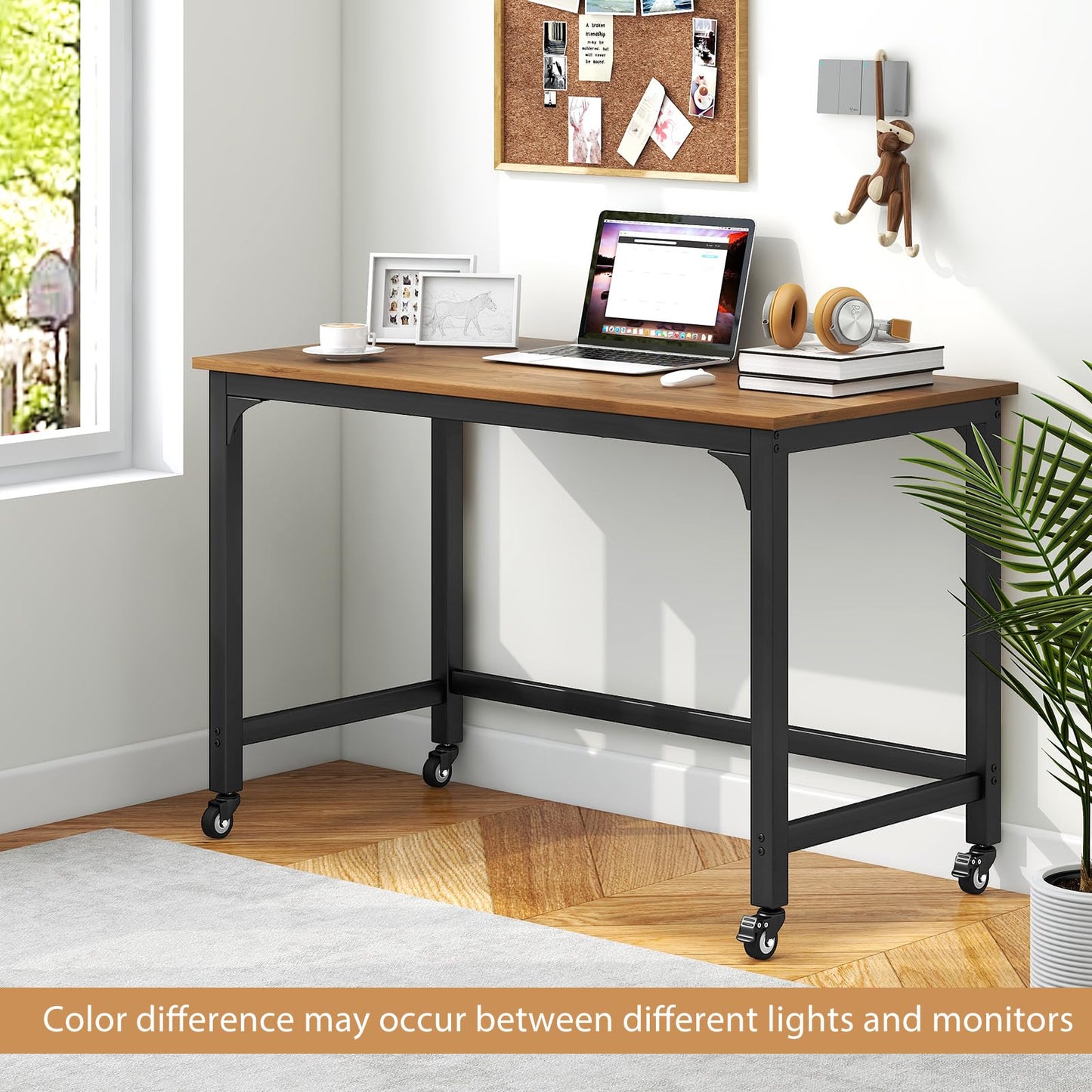 Tangkula Mobile Computer Desk, Simple Style Rolling Home Office Desk Study Table Writing Desk - CB10481NA