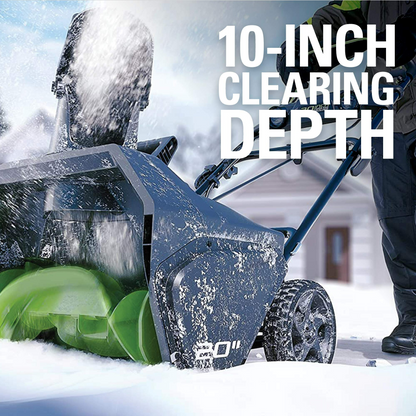 Greenworks 80V 20" Cordless Battery Single-Stage Snow Blower w/ 2.0Ah Battery & Charger - 2600402