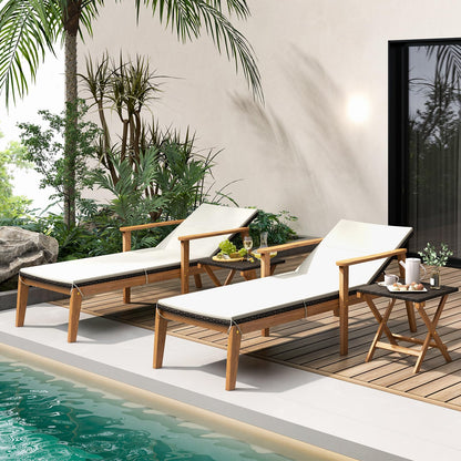 Tangkula Outdoor Chaise Lounge Chair Set, Rattan Patio Chaise with Armrests & 4-Level Backrest - HW72138-2