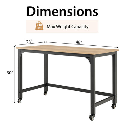 Tangkula Mobile Computer Desk, Simple Style Rolling Home Office Desk Study Table Writing Desk - CB10481NA