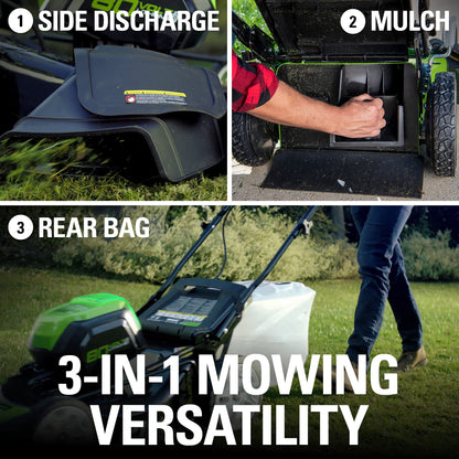 Greenworks Pro 80V 21" Brushless Push Lawn Mower w/ (2) 2.0Ah Batteries & Rapid Charger - 2500402