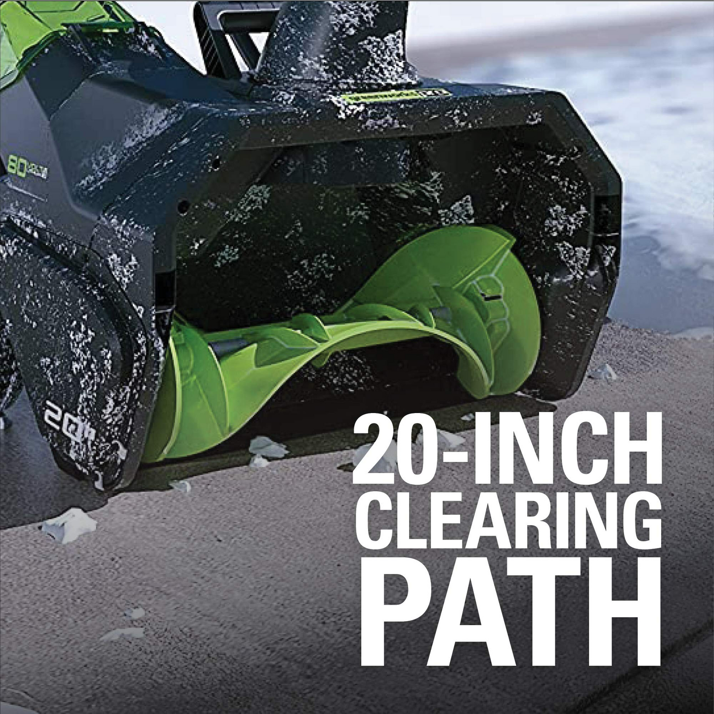 Greenworks 80V 20" Cordless Battery Single-Stage Snow Blower w/ 2.0Ah Battery & Charger - 2600402