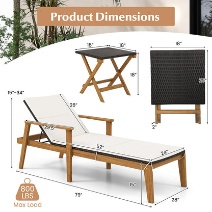 Tangkula Outdoor Chaise Lounge Chair Set, Rattan Patio Chaise with Armrests & 4-Level Backrest - HW72138-2
