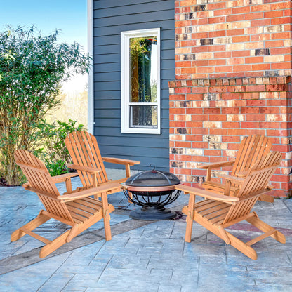 Tangkula Folding Adirondack Chair,  Lounger Chair for Patio Porch Deck Poolside and Backyard - HW63703