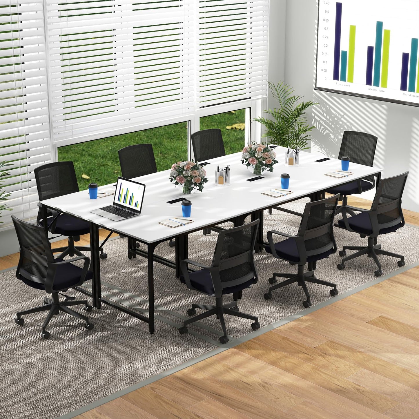 Tangkula Conference Table Set of 1/2/4/6, Modern Boardroom Desk with Storage Bag, Head phone Hook - JV11275US-CF