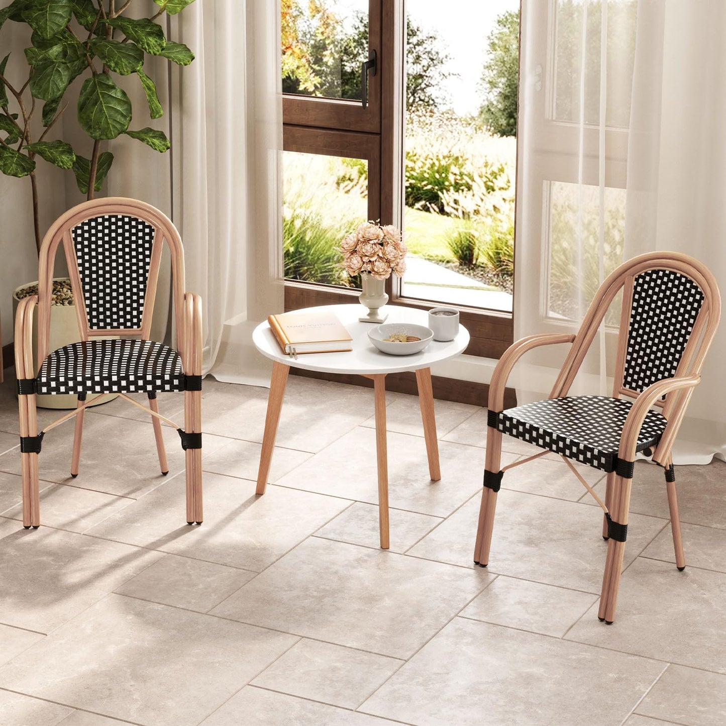 Tangkula Outdoor French Bistro Chairs Set of 2/4