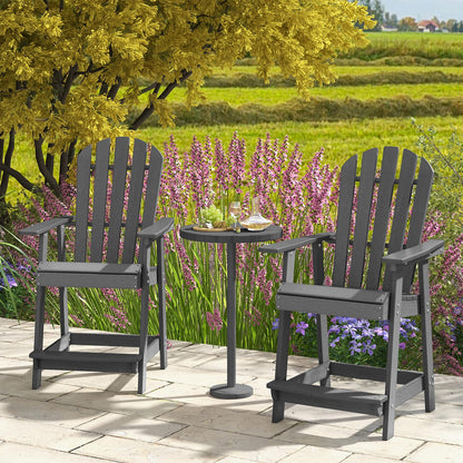 Tangkula Outdoor Bar Stool, HDPE Tall Adirondack Chair with Armrest & Footrest - NP11571GR