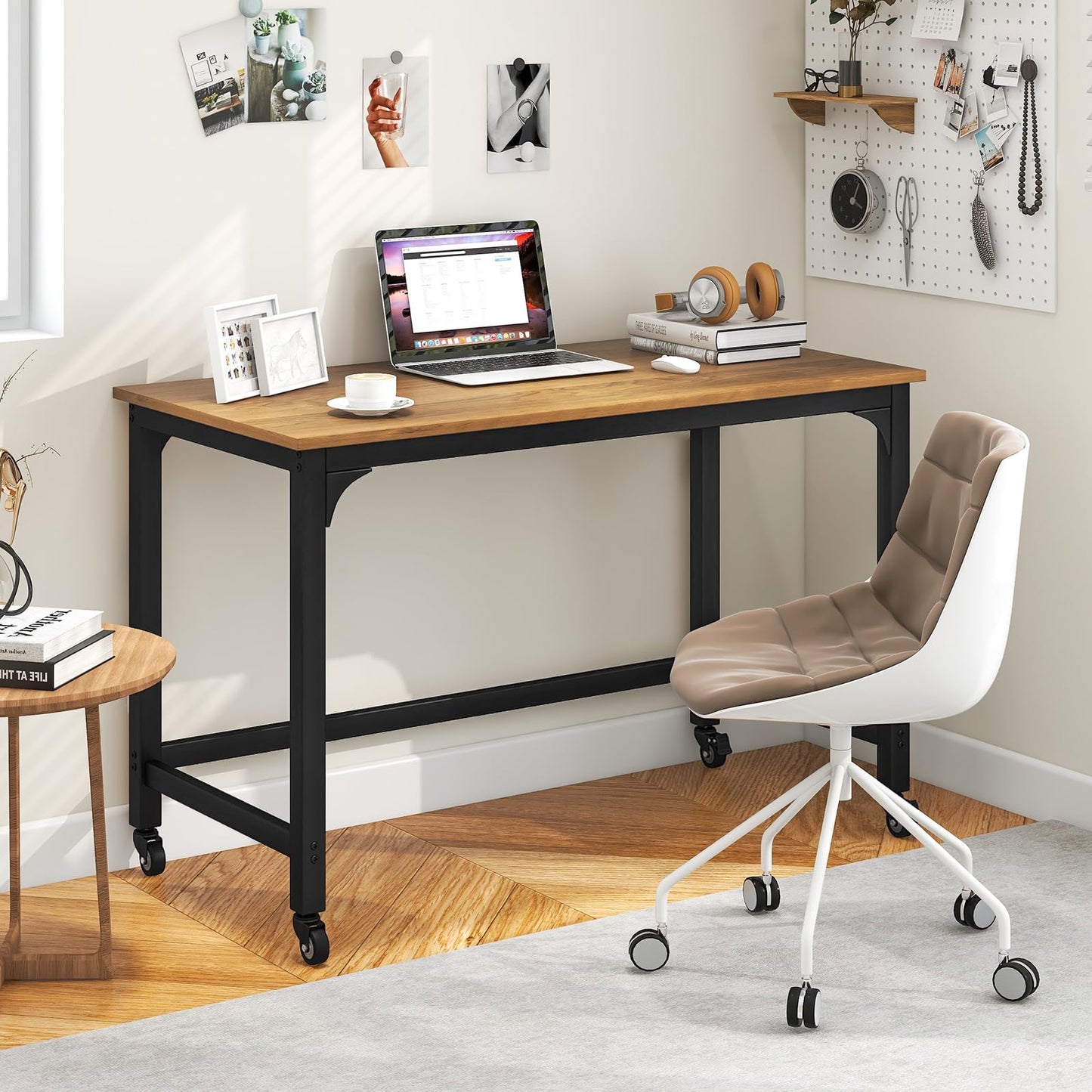 Tangkula Mobile Computer Desk, Simple Style Rolling Home Office Desk Study Table Writing Desk - CB10481NA