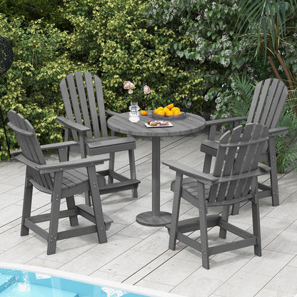 Tangkula Outdoor Bar Stool, HDPE Tall Adirondack Chair with Armrest & Footrest - NP11571GR
