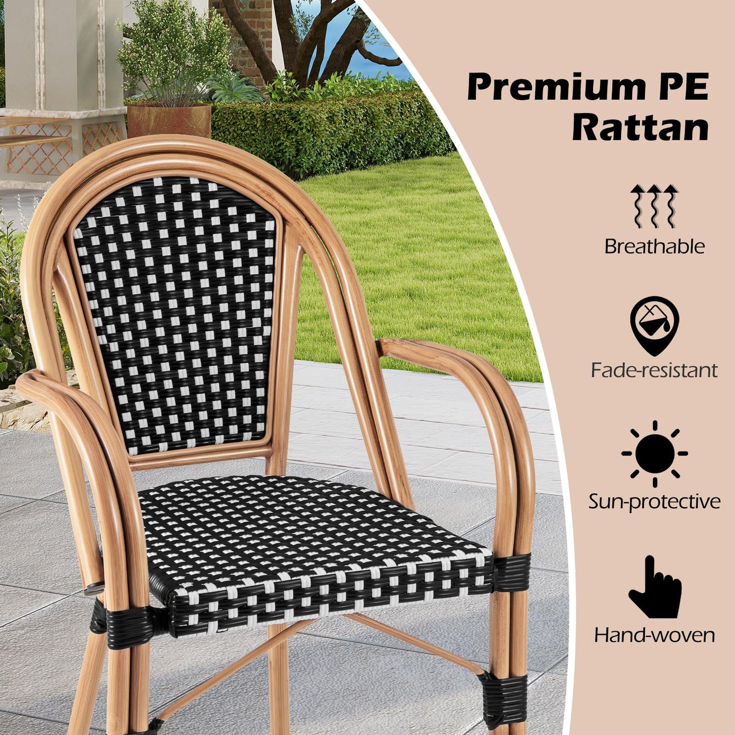 Tangkula Outdoor French Bistro Chairs Set of 2/4