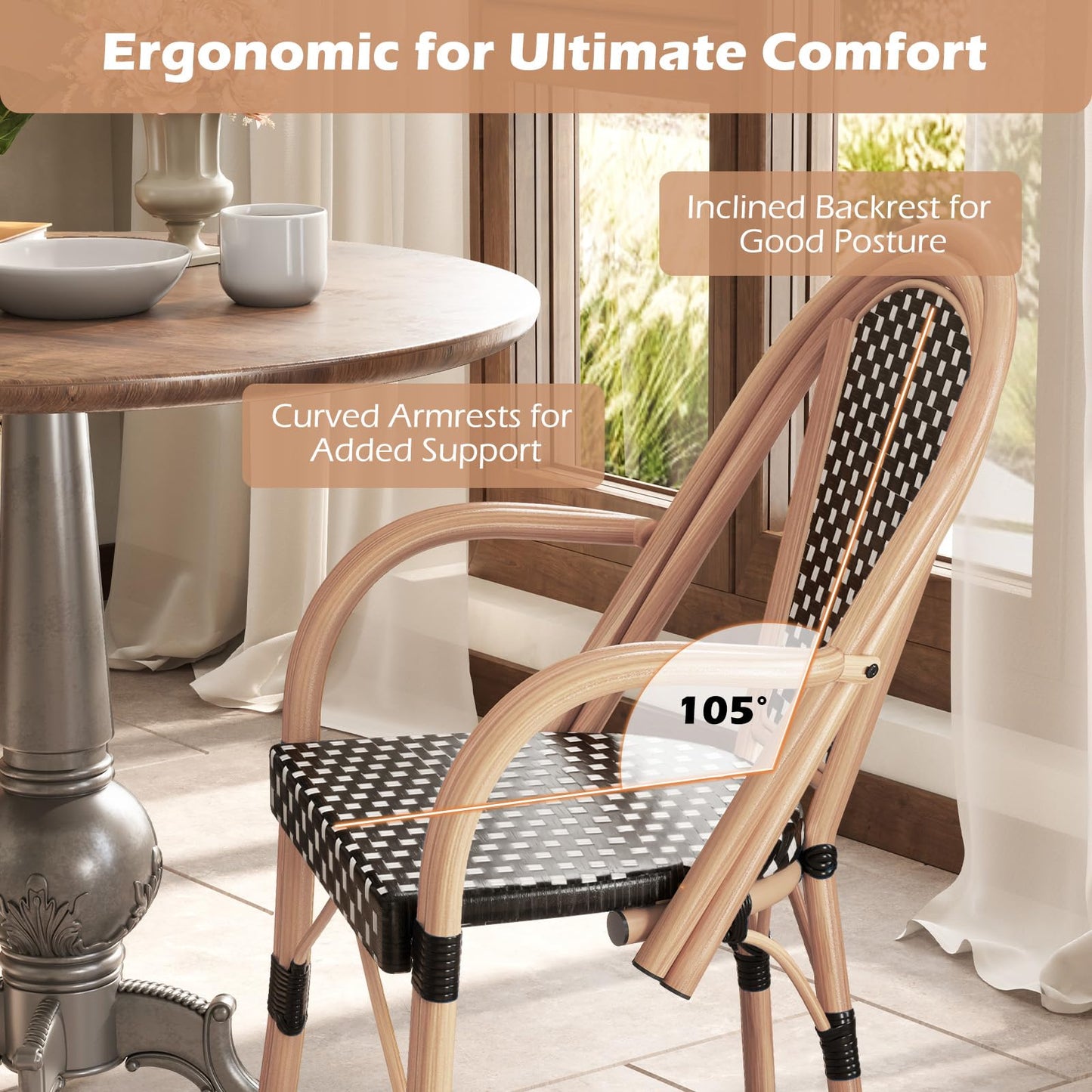 Tangkula Outdoor French Bistro Chairs Set of 2/4