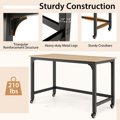 Tangkula Mobile Computer Desk, Simple Style Rolling Home Office Desk Study Table Writing Desk - CB10481NA