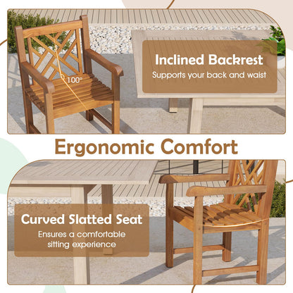 Tangkula Teak Wood Patio Dining Chair - 2*JV12157