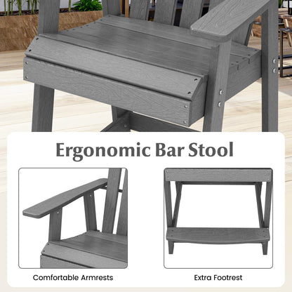 Tangkula Outdoor Bar Stool, HDPE Tall Adirondack Chair with Armrest & Footrest - NP11571GR