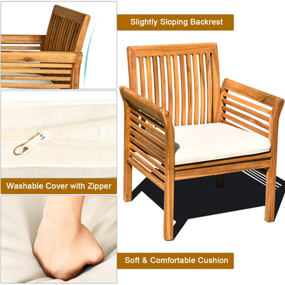 Tangkula 4 or 8 Piece Outdoor Acacia Wood Sofa Set, Padded Patio Conversation Table Chair Set - HW63884