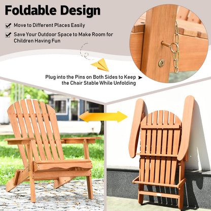 Tangkula Folding Adirondack Chair,  Lounger Chair for Patio Porch Deck Poolside and Backyard - HW63703
