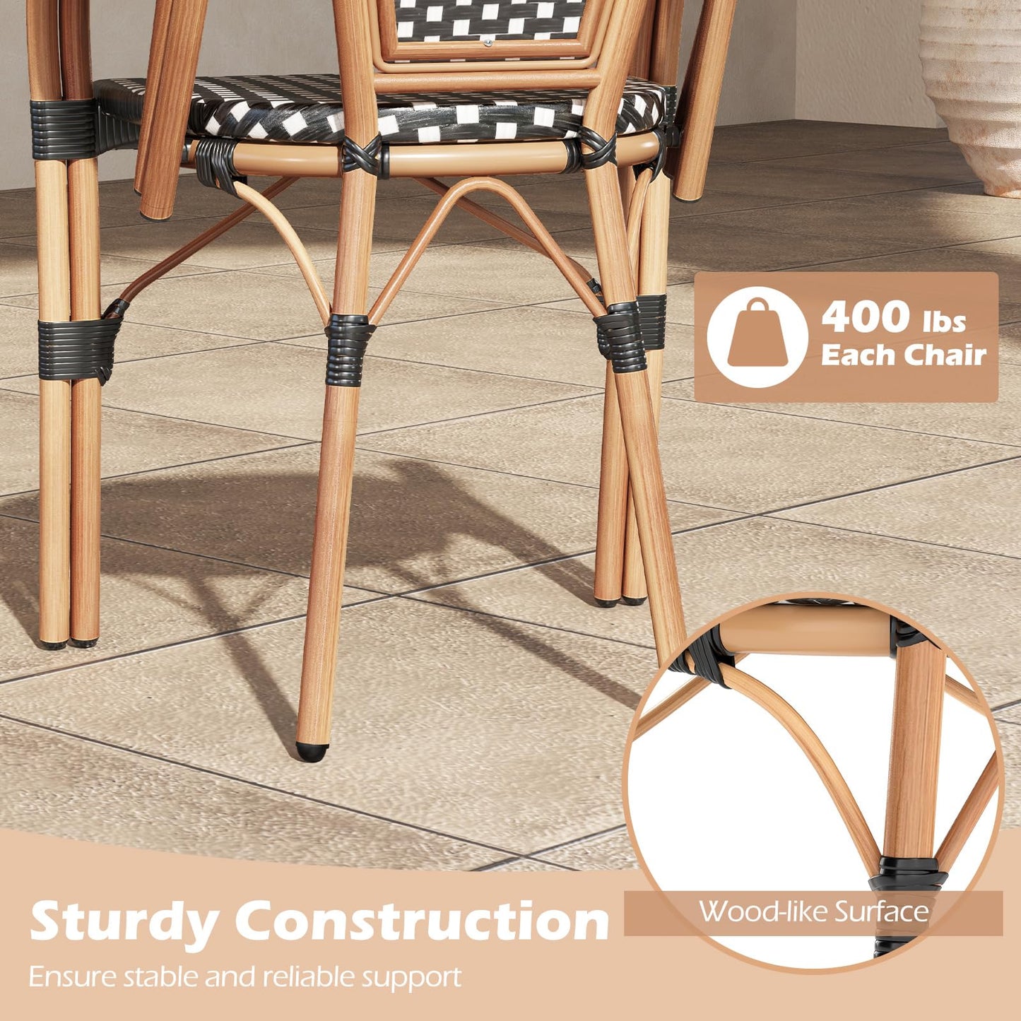 Tangkula Outdoor French Bistro Chairs Set of 2/4