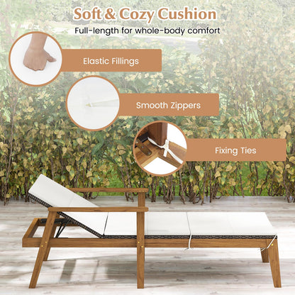 Tangkula Outdoor Chaise Lounge Chair Set, Rattan Patio Chaise with Armrests & 4-Level Backrest - HW72138-2