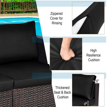 Tangkula Wicker Loveseat 2 Piece, Patio Furniture Couch with Removable Cushions - HW66869BK+