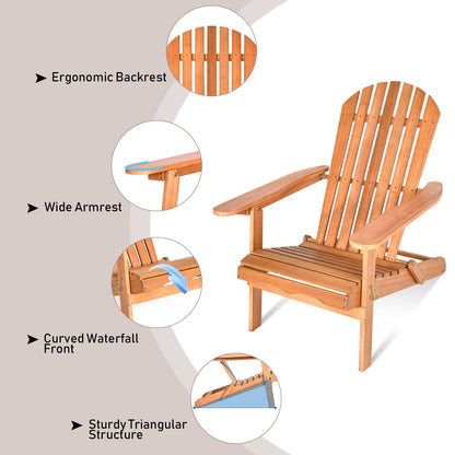 Tangkula Folding Adirondack Chair,  Lounger Chair for Patio Porch Deck Poolside and Backyard - HW63703