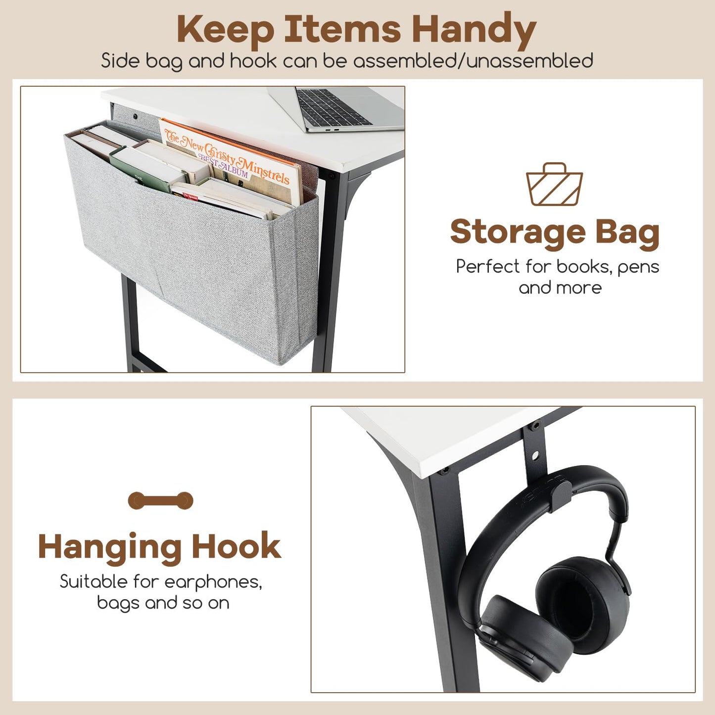 Tangkula Conference Table Set of 1/2/4/6, Modern Boardroom Desk with Storage Bag, Head phone Hook - JV11275US-CF