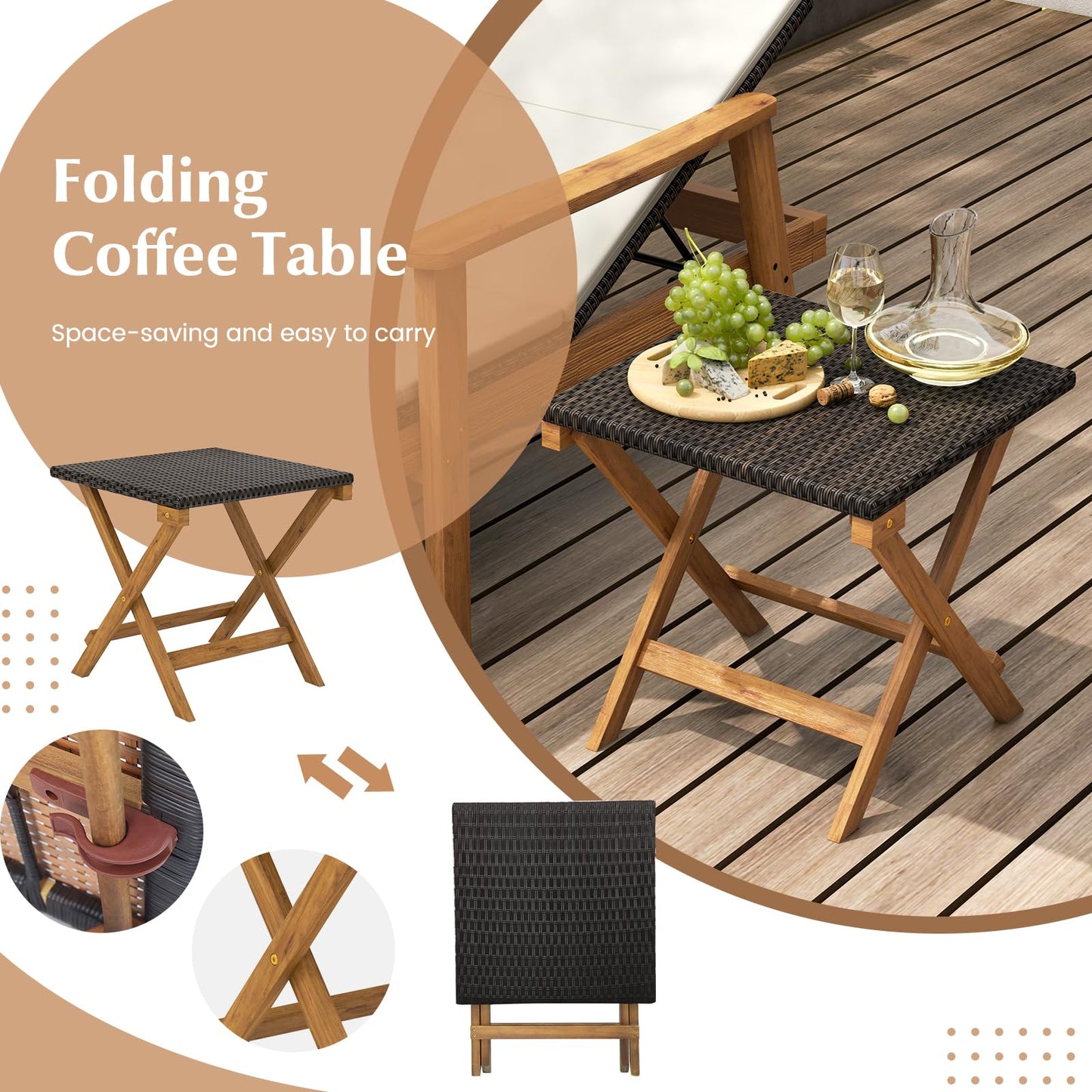 Tangkula Outdoor Chaise Lounge Chair Set, Rattan Patio Chaise with Armrests & 4-Level Backrest - HW72138-2