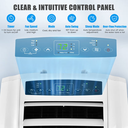 Tangkula 12000 BTU Portable Air Conditioner, with Dual Hose, Remote Control - FP10234US-WH