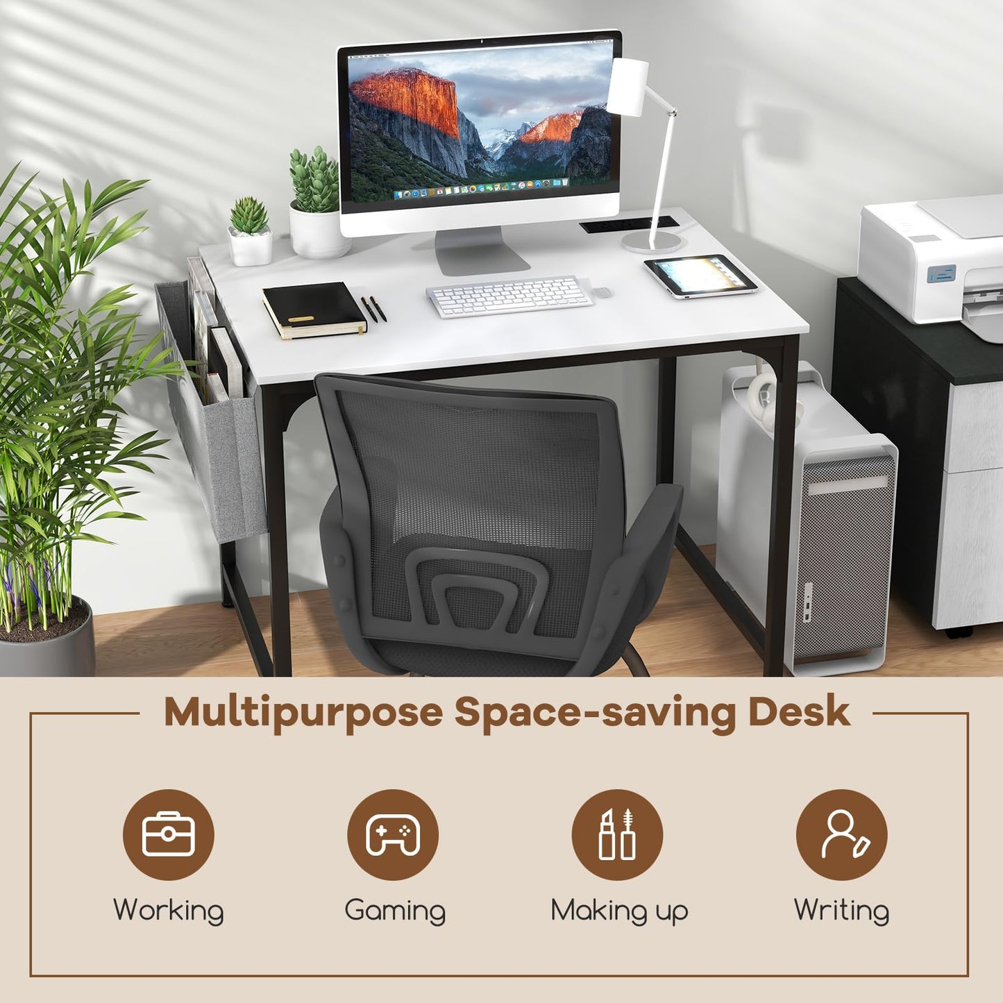 Tangkula Conference Table Set of 1/2/4/6, Modern Boardroom Desk with Storage Bag, Head phone Hook - JV11275US-CF