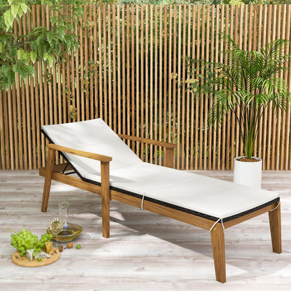 Tangkula Outdoor Chaise Lounge Chair Set, Rattan Patio Chaise with Armrests & 4-Level Backrest - HW72138-2