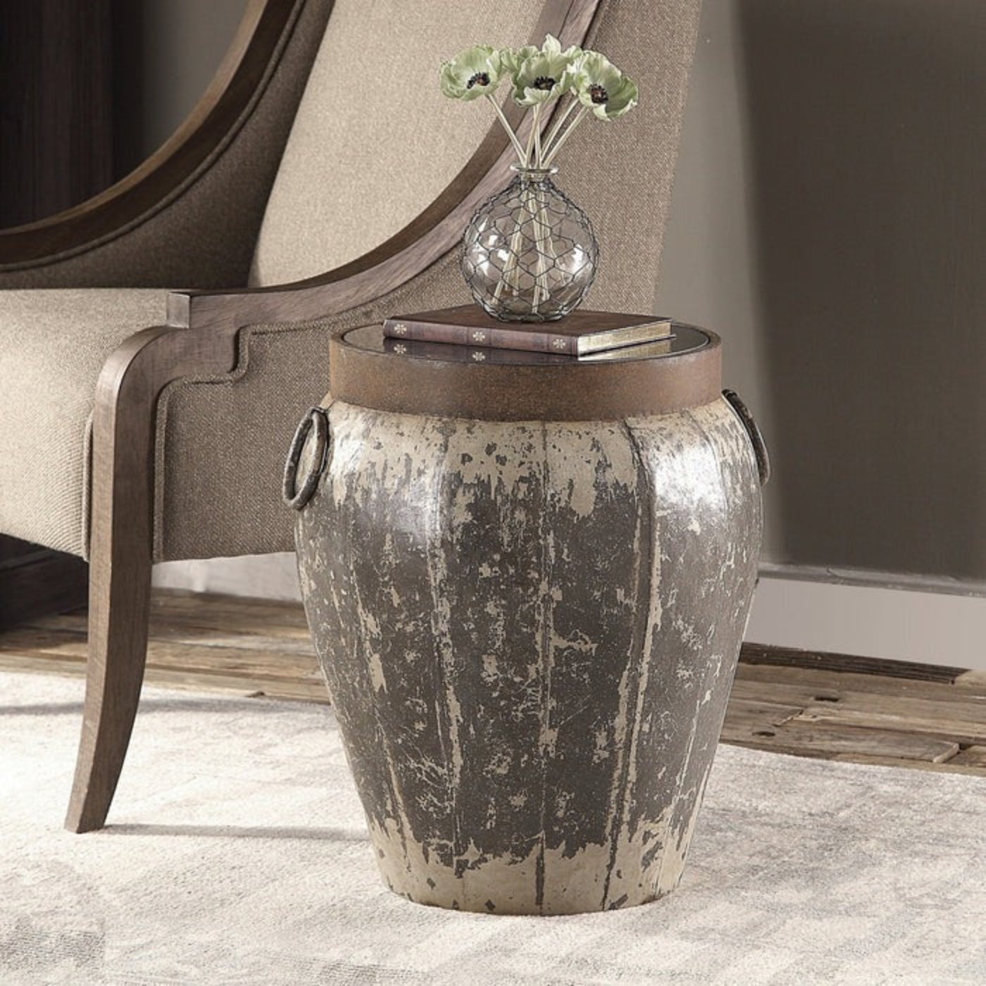 Uttermost Neith Metal Drum Accent Table 24860 - 24860