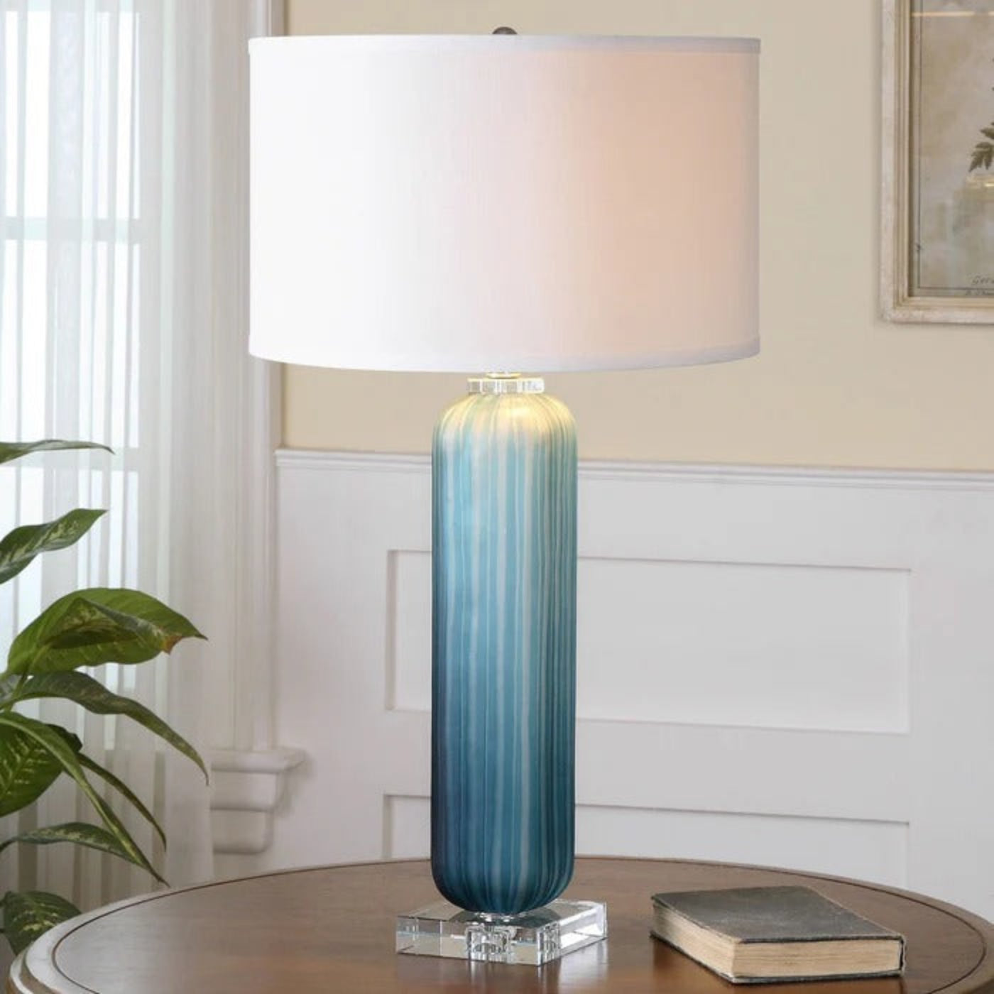 Uttermost Caudina Frosted Blue Glass Lamp 26193-1 - 26193-1