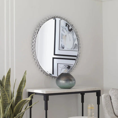 Uttermost Taza Aged White Round Mirror 09770 - 09770