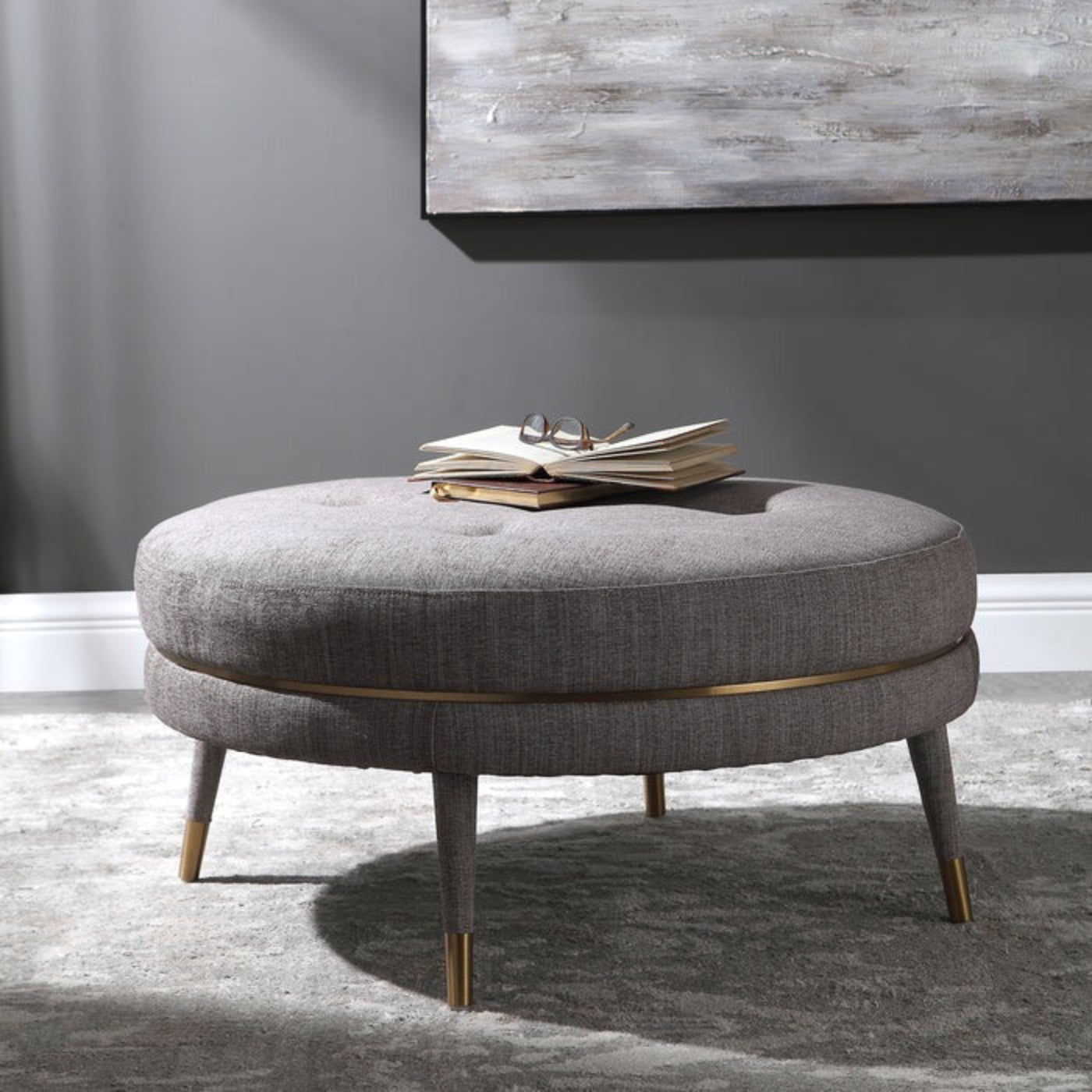 Uttermost Blake Modern Taupe Ottoman 23524 - 23524