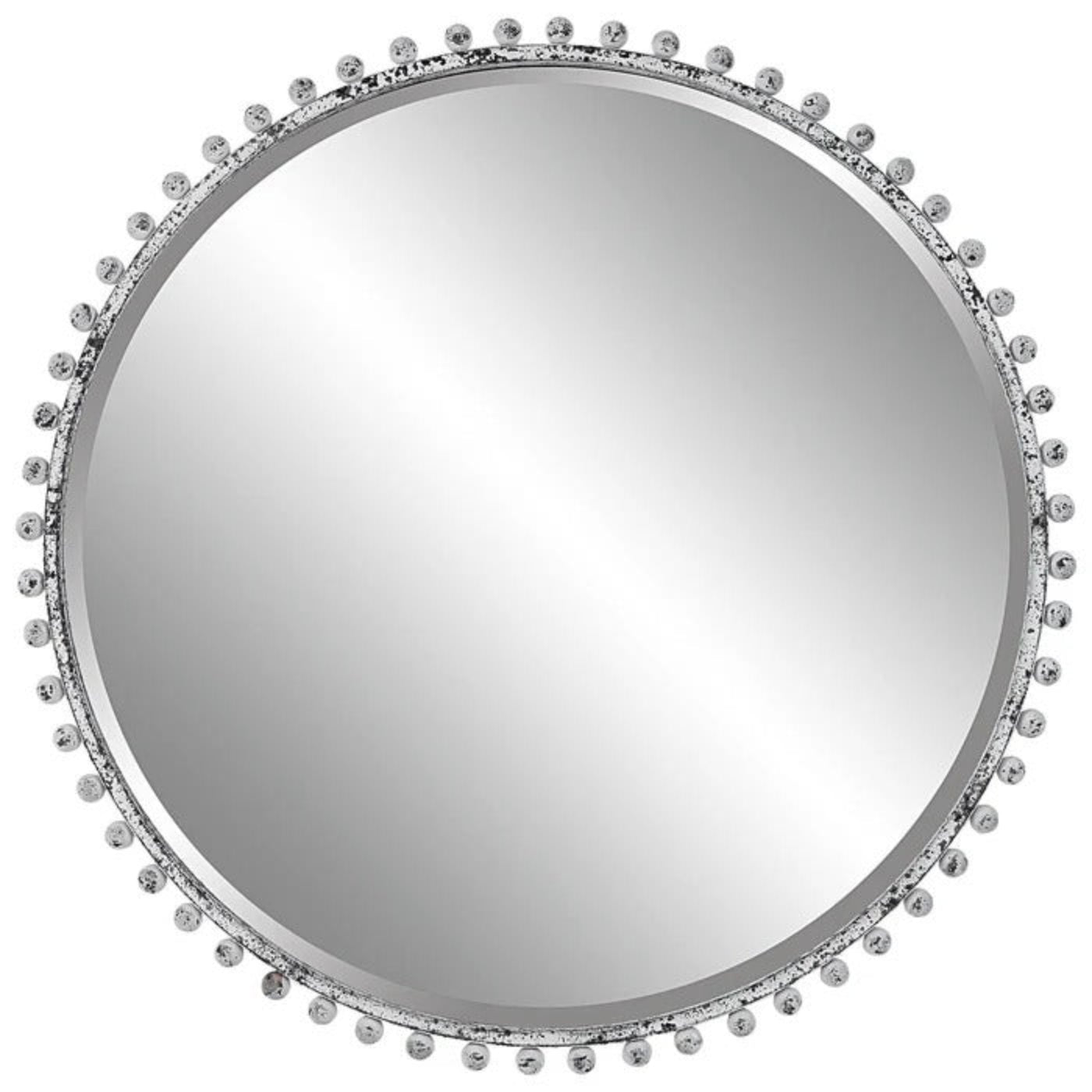 Uttermost Taza Aged White Round Mirror 09770 - 09770