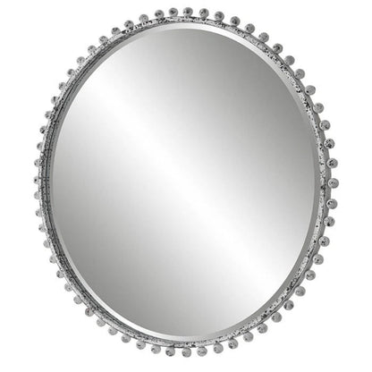 Uttermost Taza Aged White Round Mirror 09770 - 09770