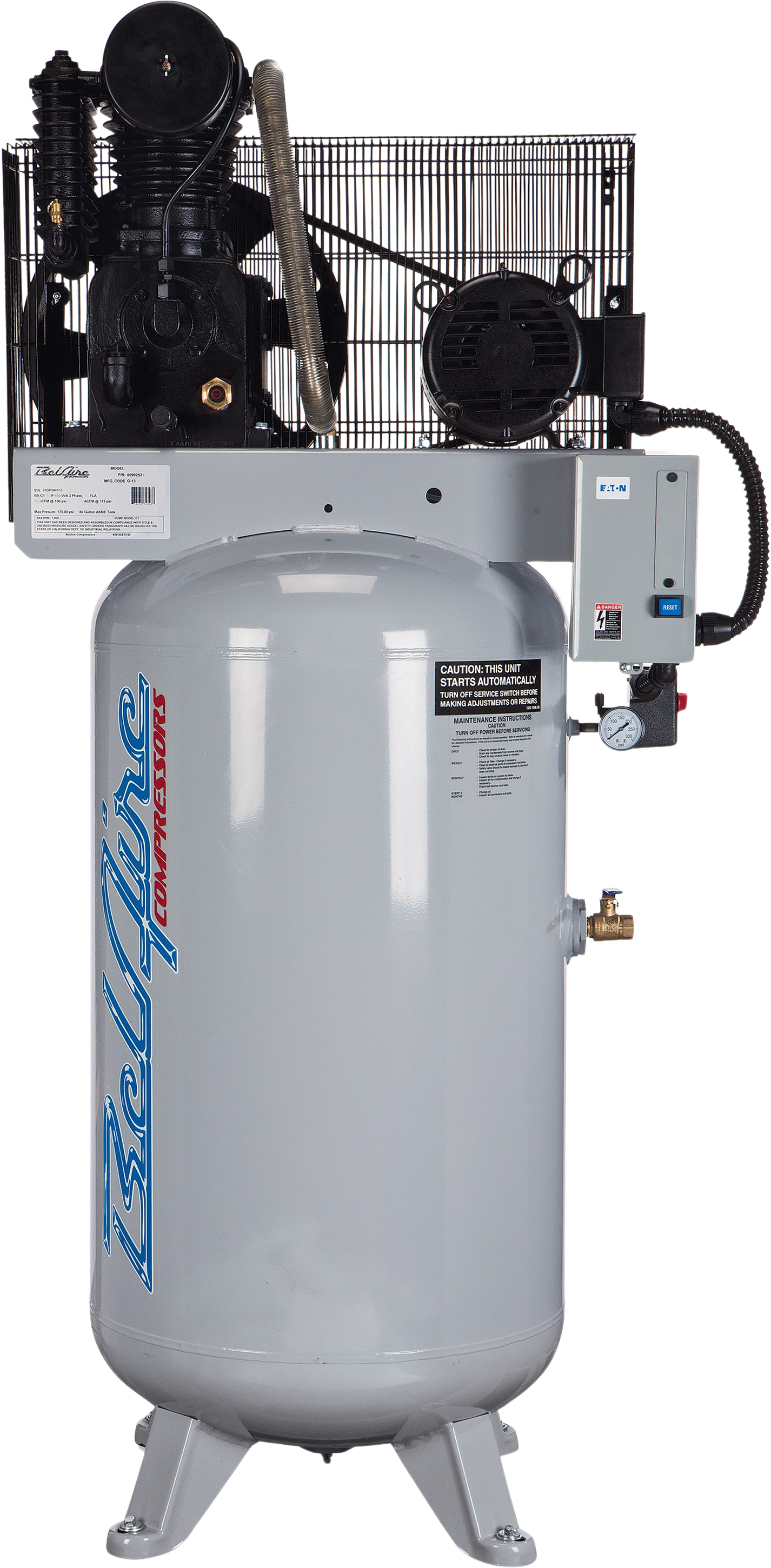 Belaire 418VL Air Compressor 80 Gal. 7.5 HP Two Stage Single Phase 175PSI Iron Series New - 2020041719