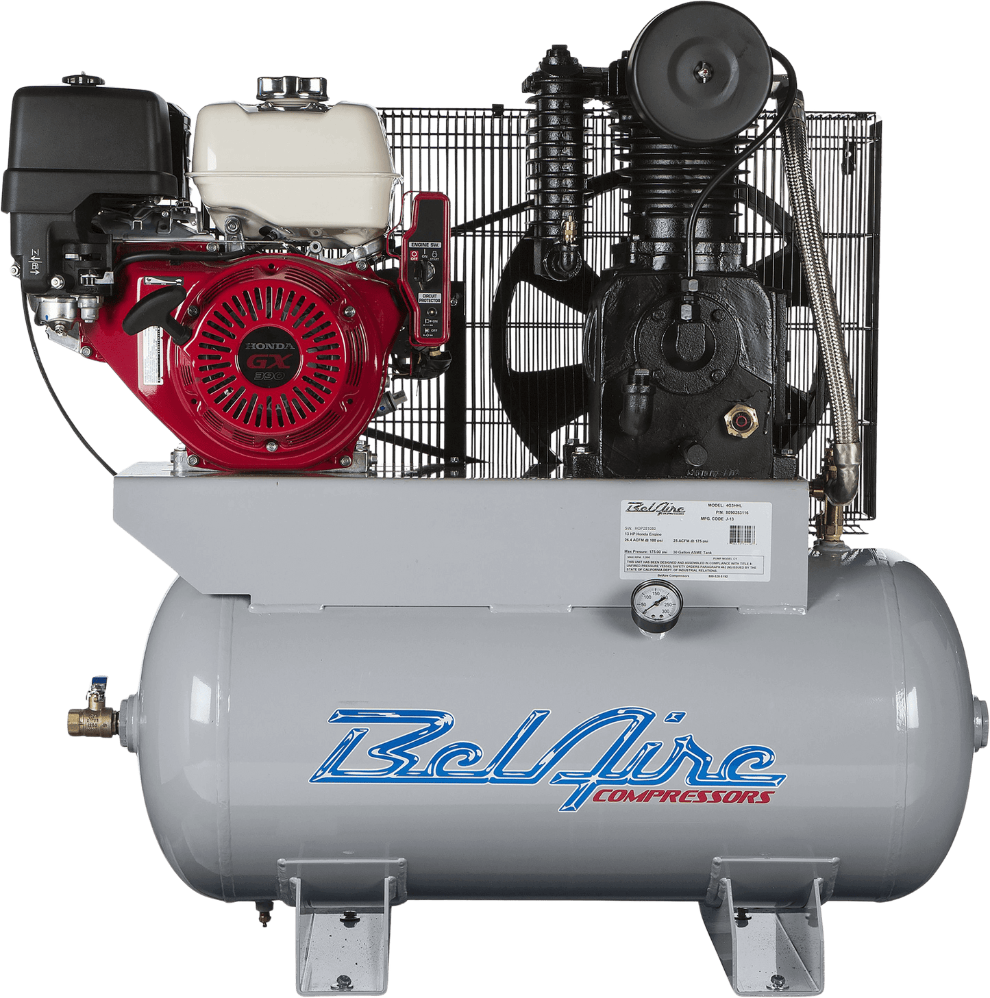Belaire 4G3HHL Air Compressor Gas Powered 30 Gal. Two Stage 13HP 175PSI Iron Series New - 2020041714