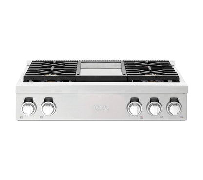 SIGNATURE KITCHEN SUITE SKSRT360GS 36-inch Gas Pro Rangetop 4 Burners and Griddle - SKSRT360GS