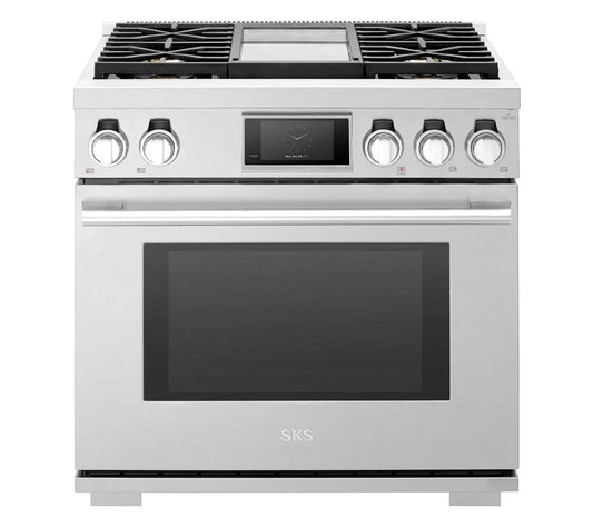 SIGNATURE KITCHEN SUITE SKSDR360GS 36-inch Dual-Fuel Pro Range with Steam-Combi Oven and Griddle - SKSDR360GS