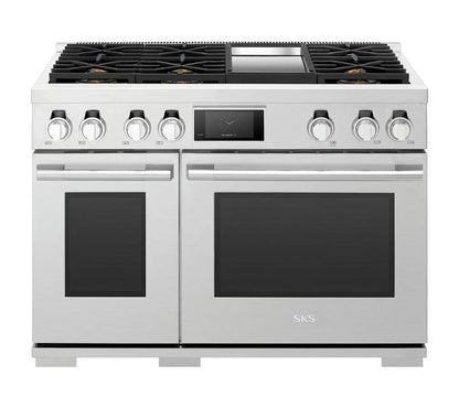 SIGNATURE KITCHEN SUITE SKSDR480GS 48-inch Dual-Fuel Pro Range with 6 Burners and Griddle - SKSDR480GS