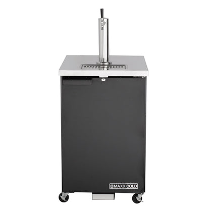 Maxx Cold Single Tower Beer Dispenser, 23.3"W, 7.2 cu. ft., 1 Barrel/Keg (204L) Storage Capacity, in Black with Stainless Steel Top - MXBD24-1BHC