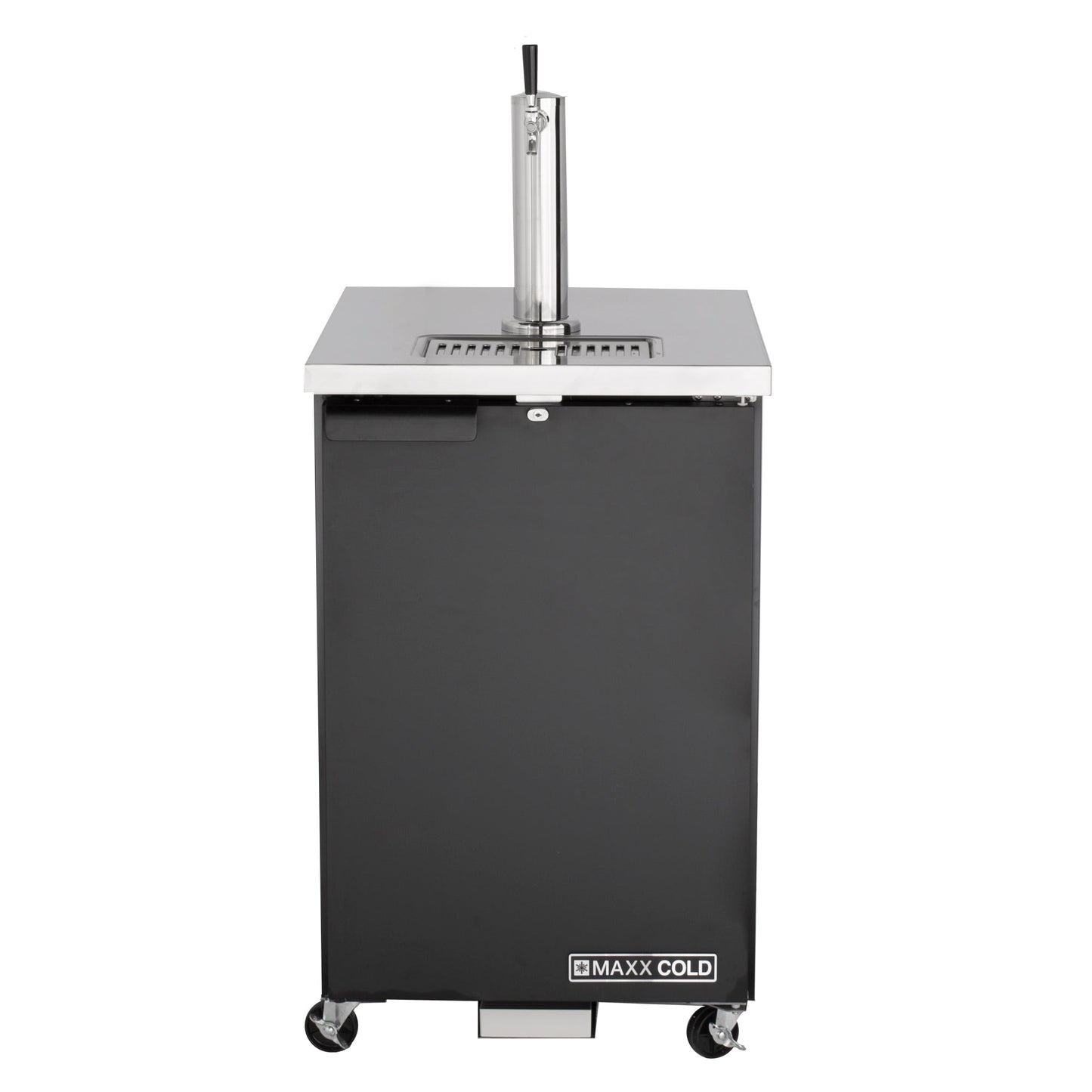 Maxx Cold Single Tower Beer Dispenser, 23.3"W, 7.2 cu. ft., 1 Barrel/Keg (204L) Storage Capacity, in Black with Stainless Steel Top - MXBD24-1BHC