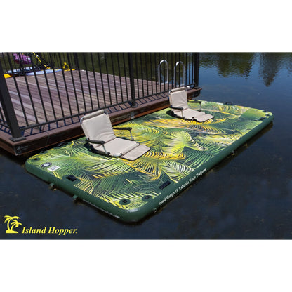 Island Hopper 10′ Lakeside Topical Graphic Series Inflatable Floating Dock and Bouncer Slide - LKS-BUDDY-10