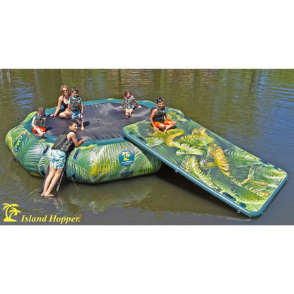 Island Hopper 15’ Water Bouncer Lakeside Water Park with 1 Lakeside Platform/Slide - LKS-WTRPRK15
