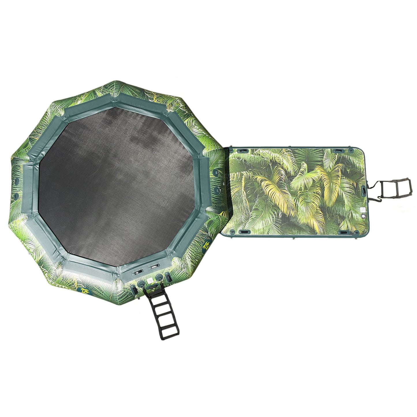 Island Hopper 15’ Water Bouncer Lakeside Water Park with 1 Lakeside Platform/Slide - LKS-WTRPRK15