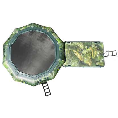 Island Hopper 15’ Water Bouncer Lakeside Water Park with 1 Lakeside Platform/Slide - LKS-WTRPRK15