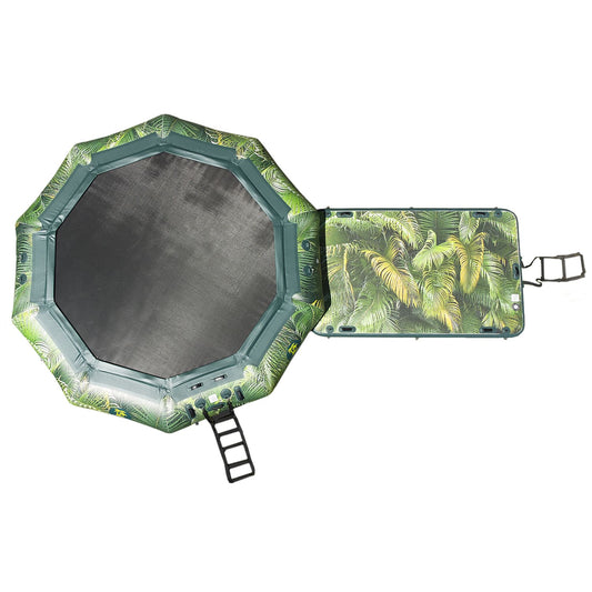 Island Hopper 15’ Water Bouncer Lakeside Water Park with 1 Lakeside Platform/Slide - LKS-WTRPRK15