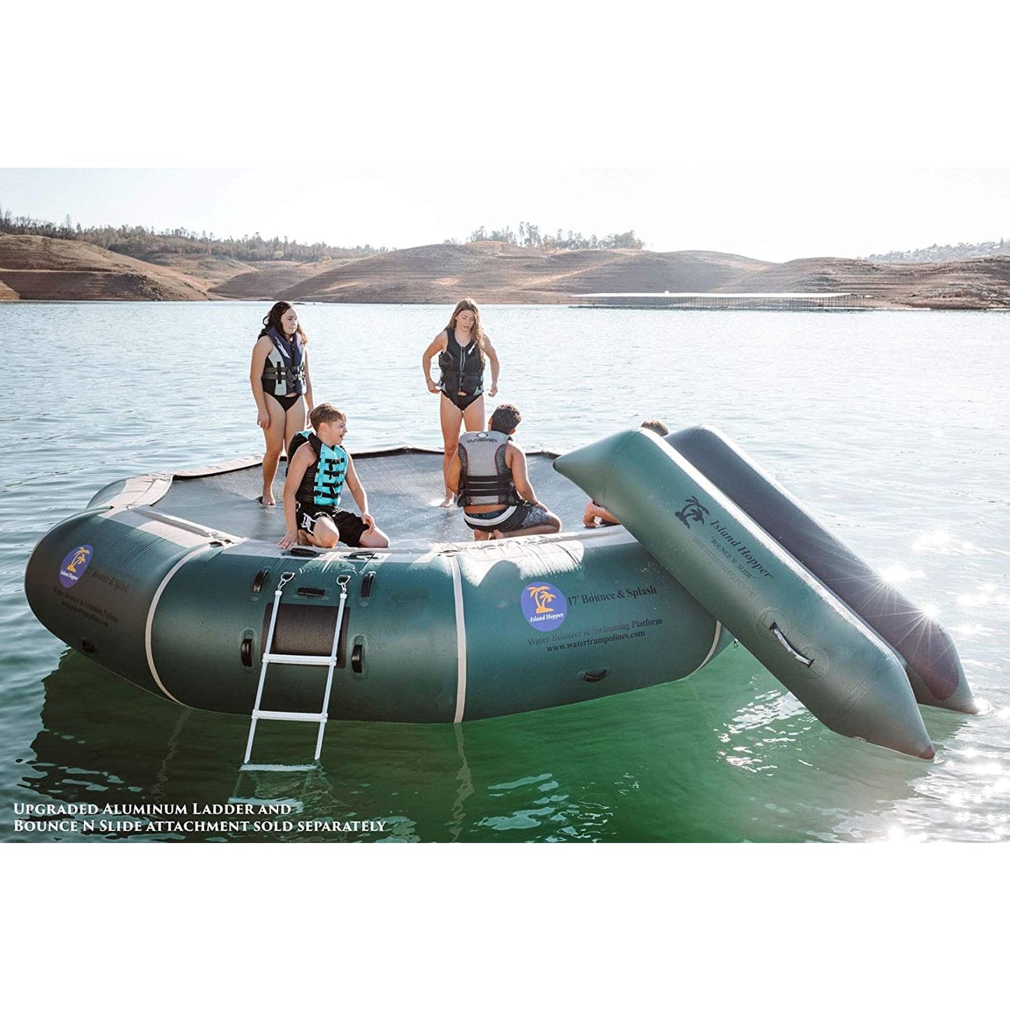 Island Hopper 17' Springless Water Bouncer "Bounce & Splash" - Recreational Grade - 17'BNS
